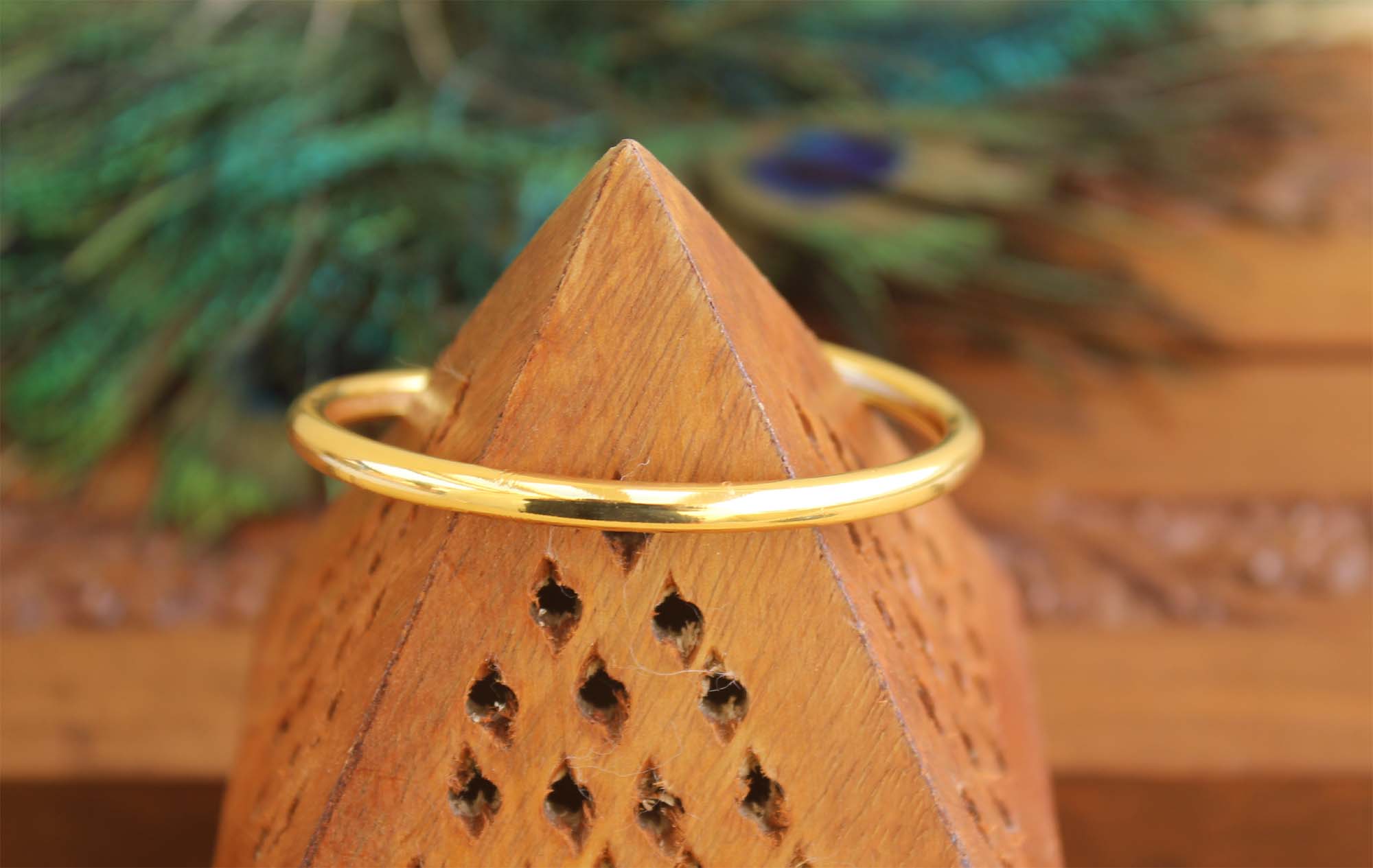 Kempu Stone Gold Plated Kada T2969