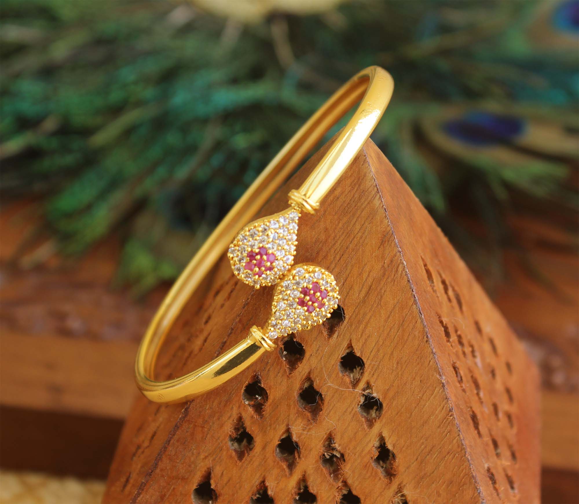 Gold Plated CZ Stone Kada T2968