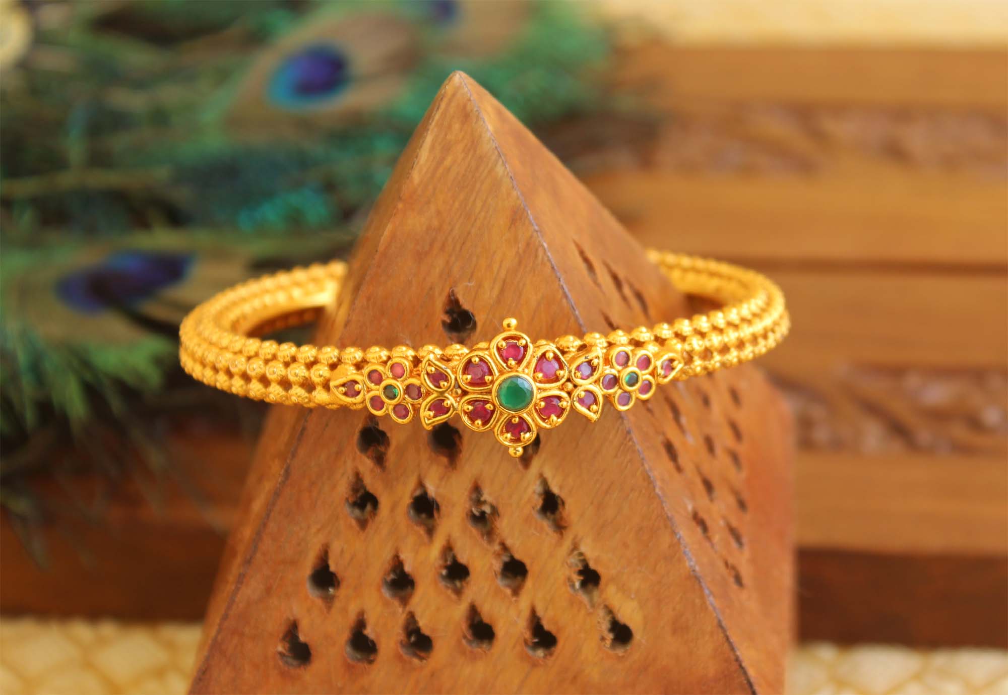 Matte Finish Kempu Stone Kada T2989