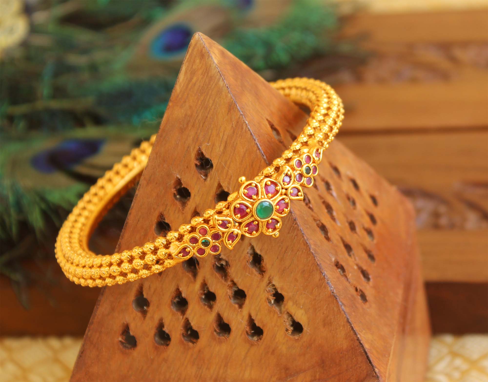 Matte Finish Kempu Stone Kada T2989