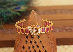 Antique Gold Peacock Ruby Stone Bangle T3097