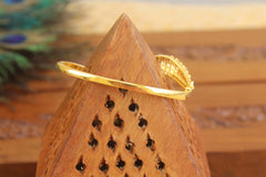 Gold Plated CZ Stone Floral Kada T3106