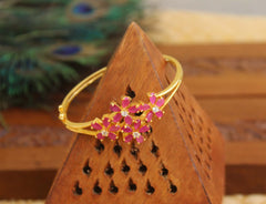 Gold Plated Pink Stone Kada T3107