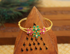 Gold Plated Multi Color Stone Kada T3108