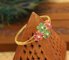 Gold Plated Multi Color Stone Kada T3108