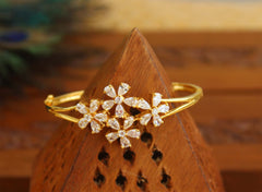 Gold Plated White Stone Kada T3109