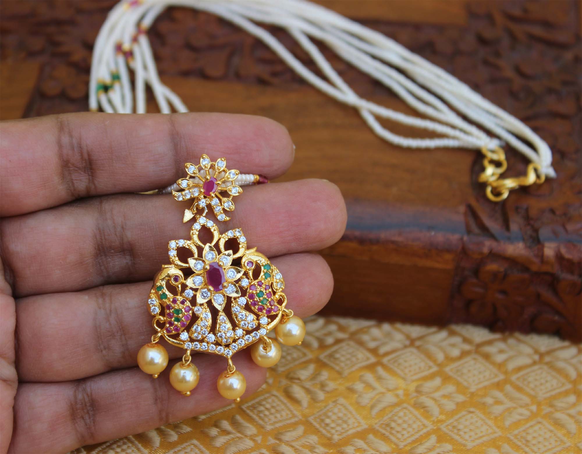 Gold Plated Peacock Beads Necklace T2274