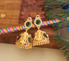 Gold plated Palakka Lakshmi Temple earrings  T2108