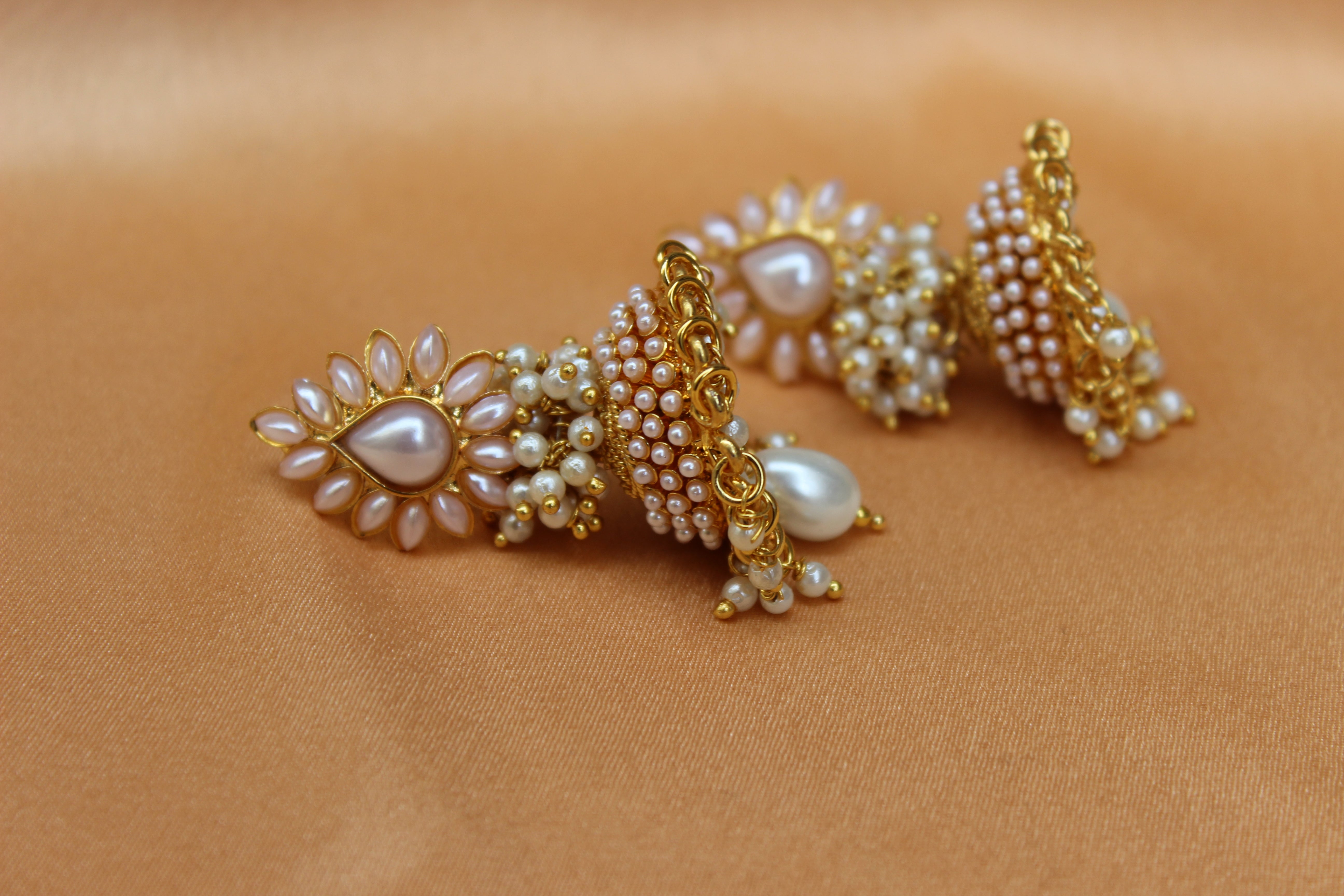 Gold Plated Pearl Jhumka Earrings T2585