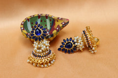 Gold Plated Stone Jhumka Earrings T2593