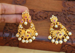 Stylish Peacock Matte Finish Earrings T2487