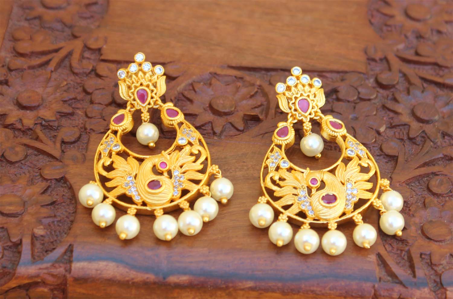 Stylish Peacock Matte Finish Earrings T2487