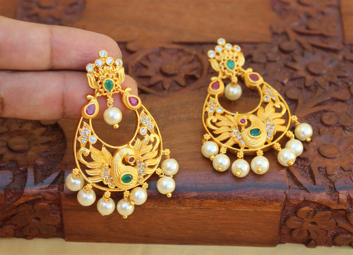 Stylish Peacock Matte Finish Earrings T2488