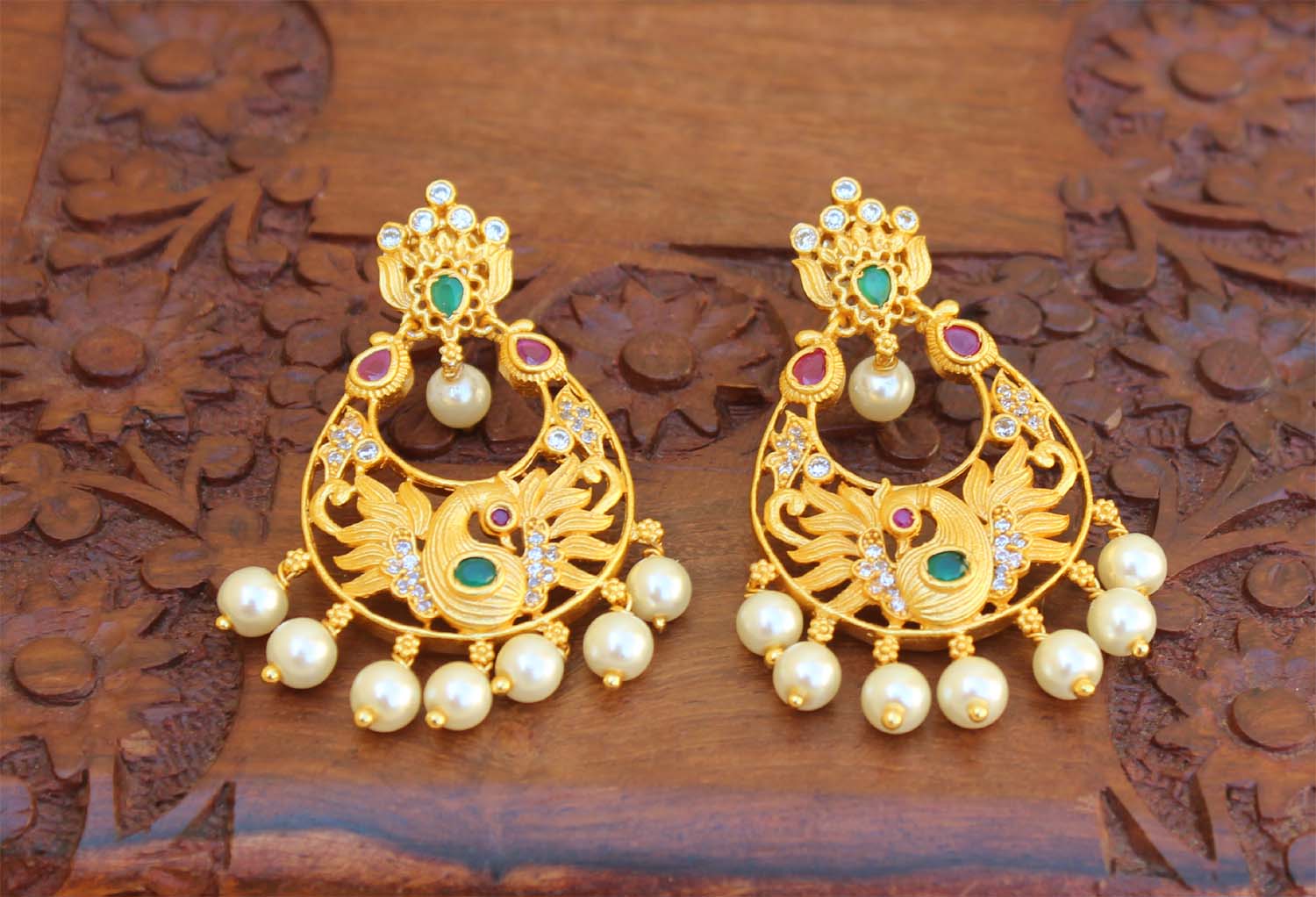 Stylish Peacock Matte Finish Earrings T2488