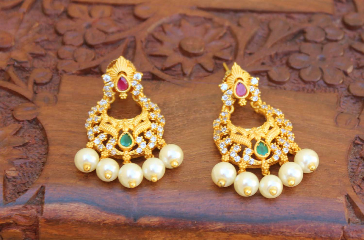 Matte Finish Stylish Pearl Earrings T2494