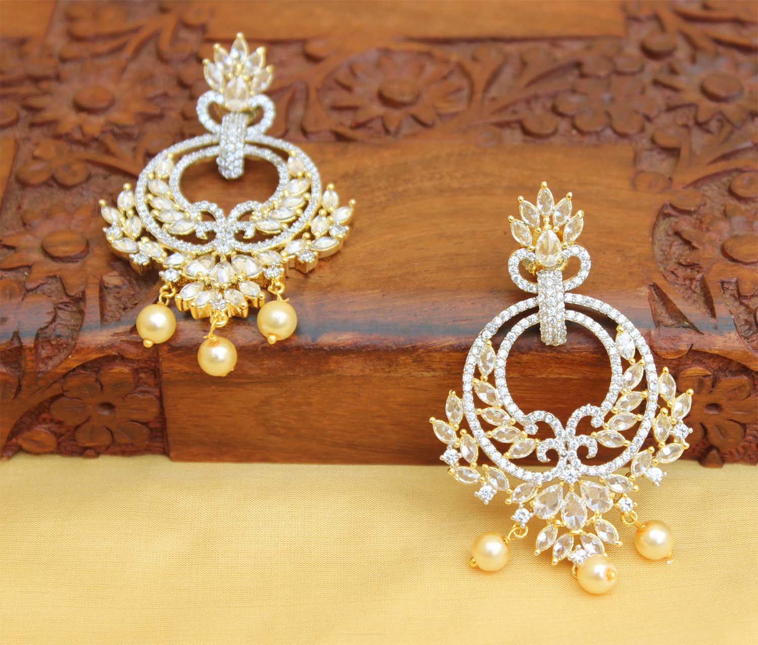 Stylish Gold Plated CZ Stone Earrings T2739