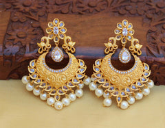 Matte Finish Peacock Pearl Earrings T2772