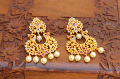 Twin Peacock Matte Finish Earrings T2776