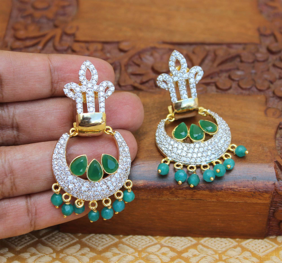 CZ Stone Gold Plated Designer Earrings T2823