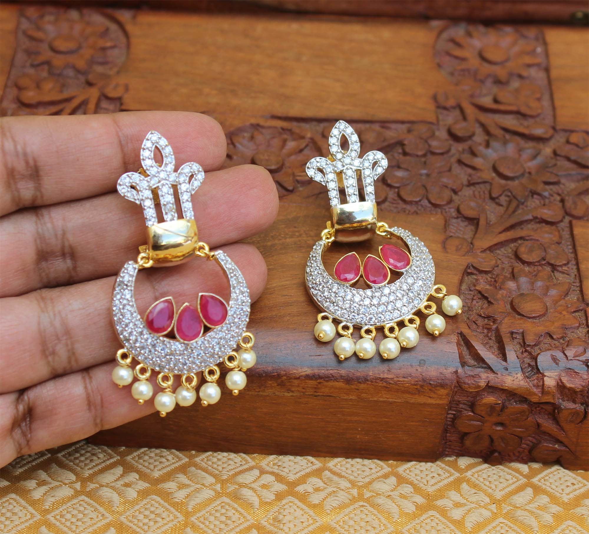 CZ Stone Gold Plated Designer Earrings T2824