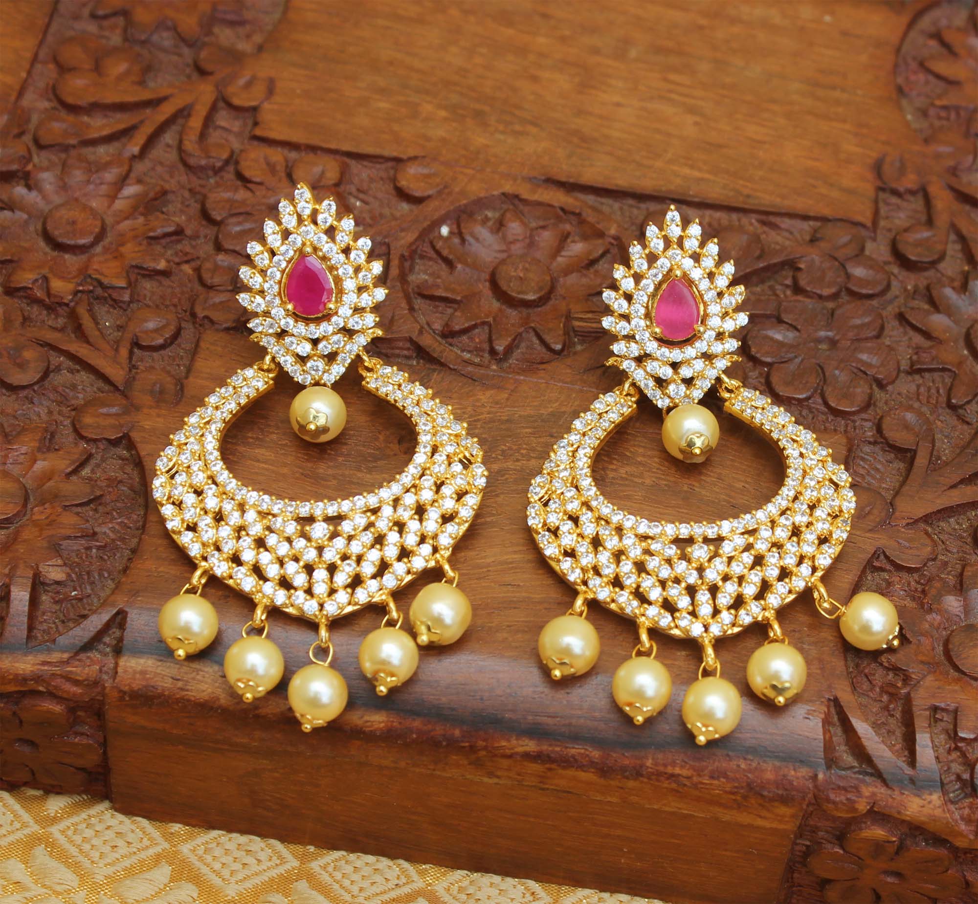Stylish CZ Stone Gold Plated Earrings T2737
