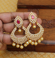 Stylish CZ Stone Gold Plated Earrings T2737