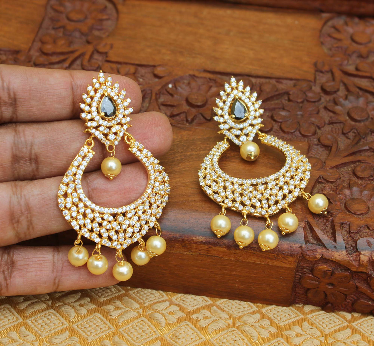 Stylish CZ Stone Gold Plated Earrings T2738