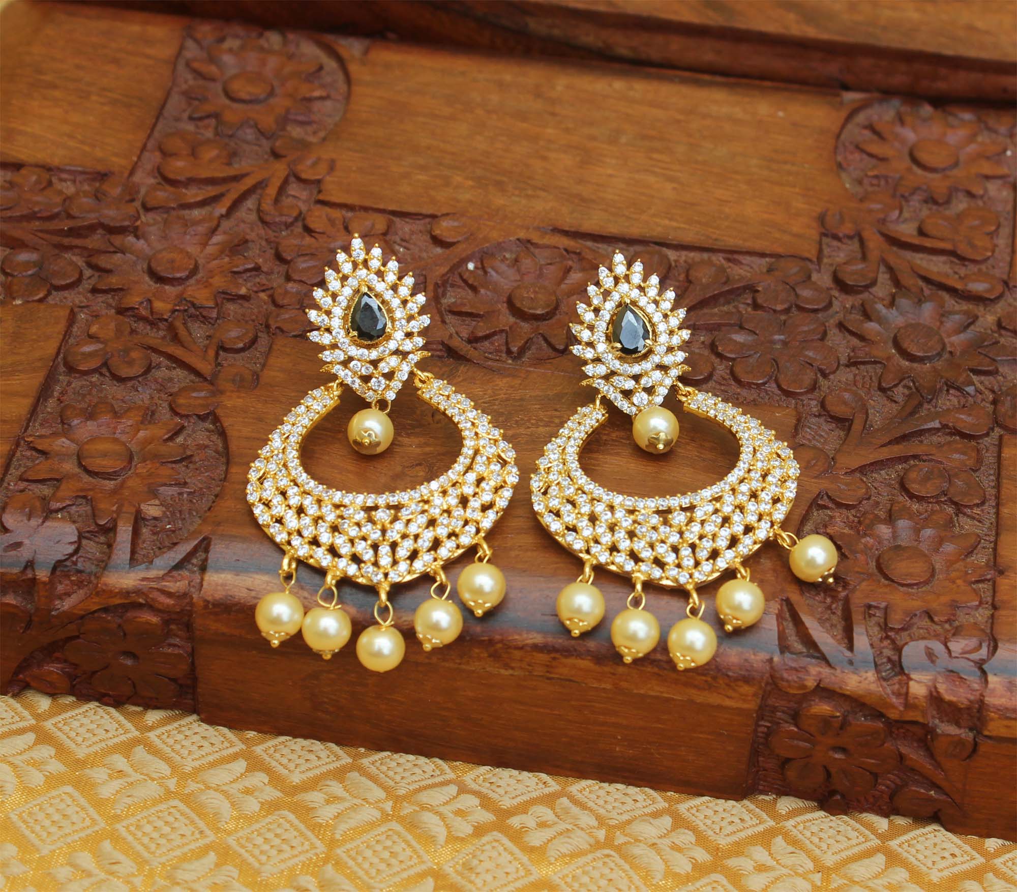 Stylish CZ Stone Gold Plated Earrings T2738