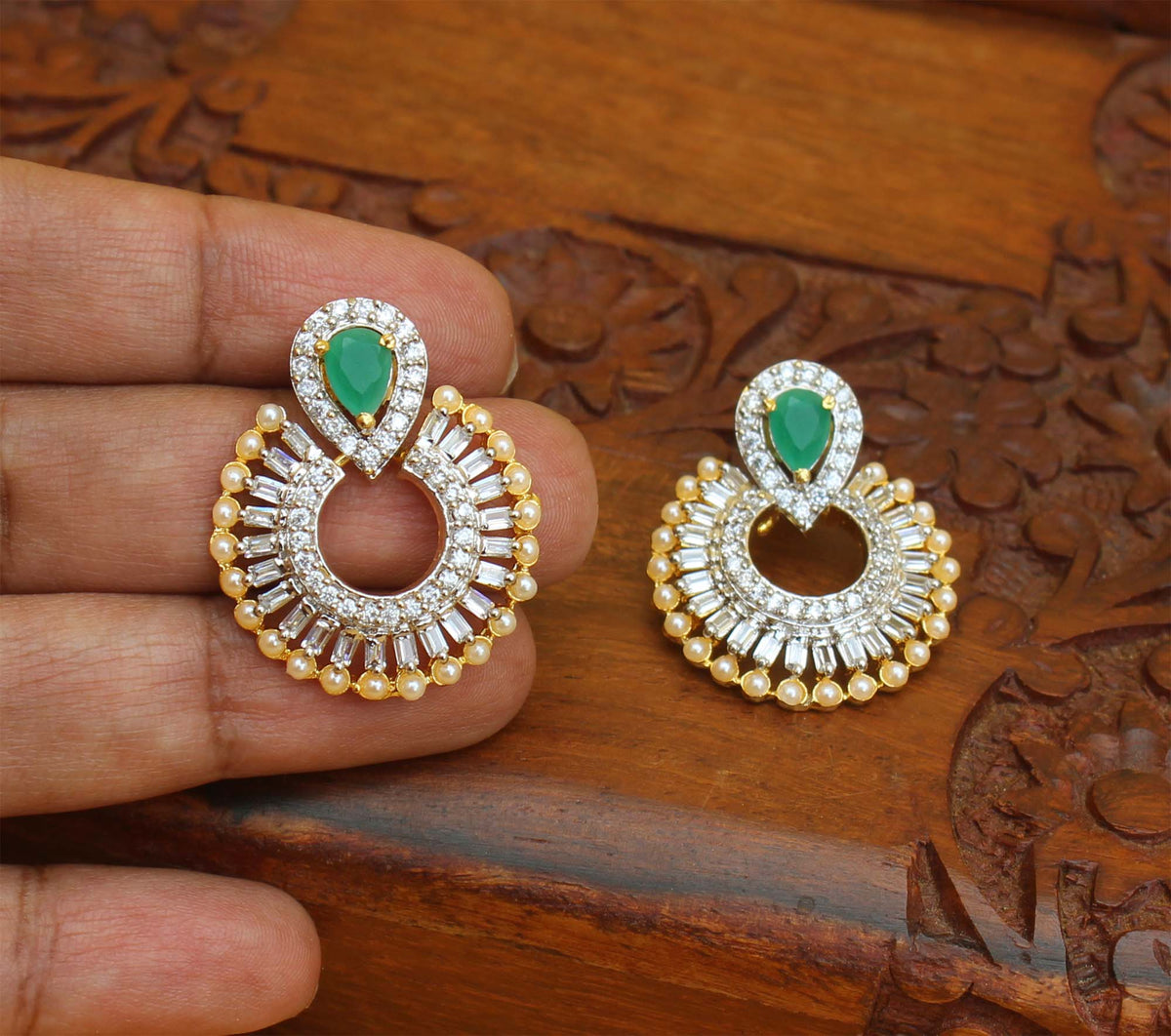 Gold Plated Stone Earrings T2753
