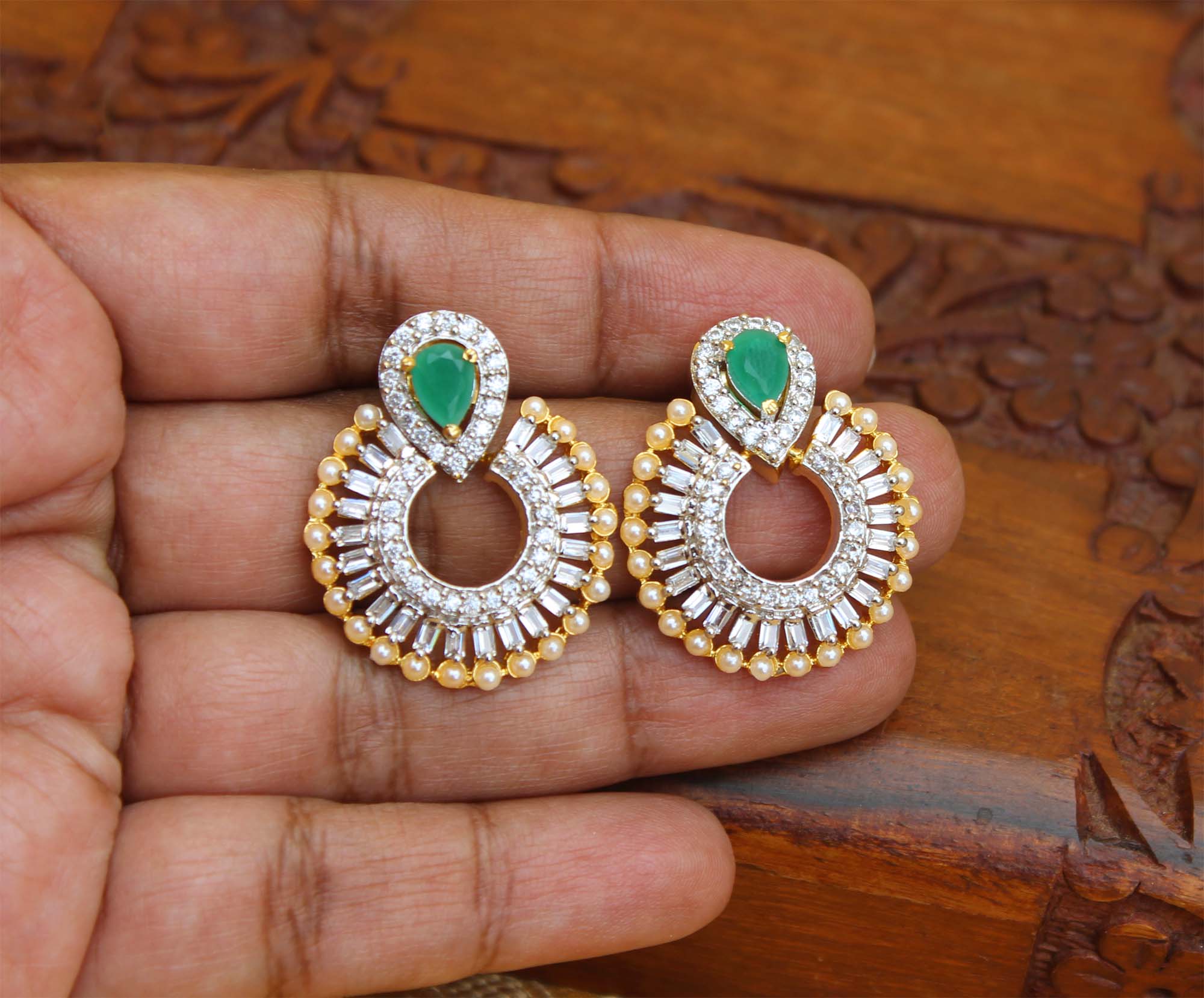 Gold Plated Stone Earrings T2753