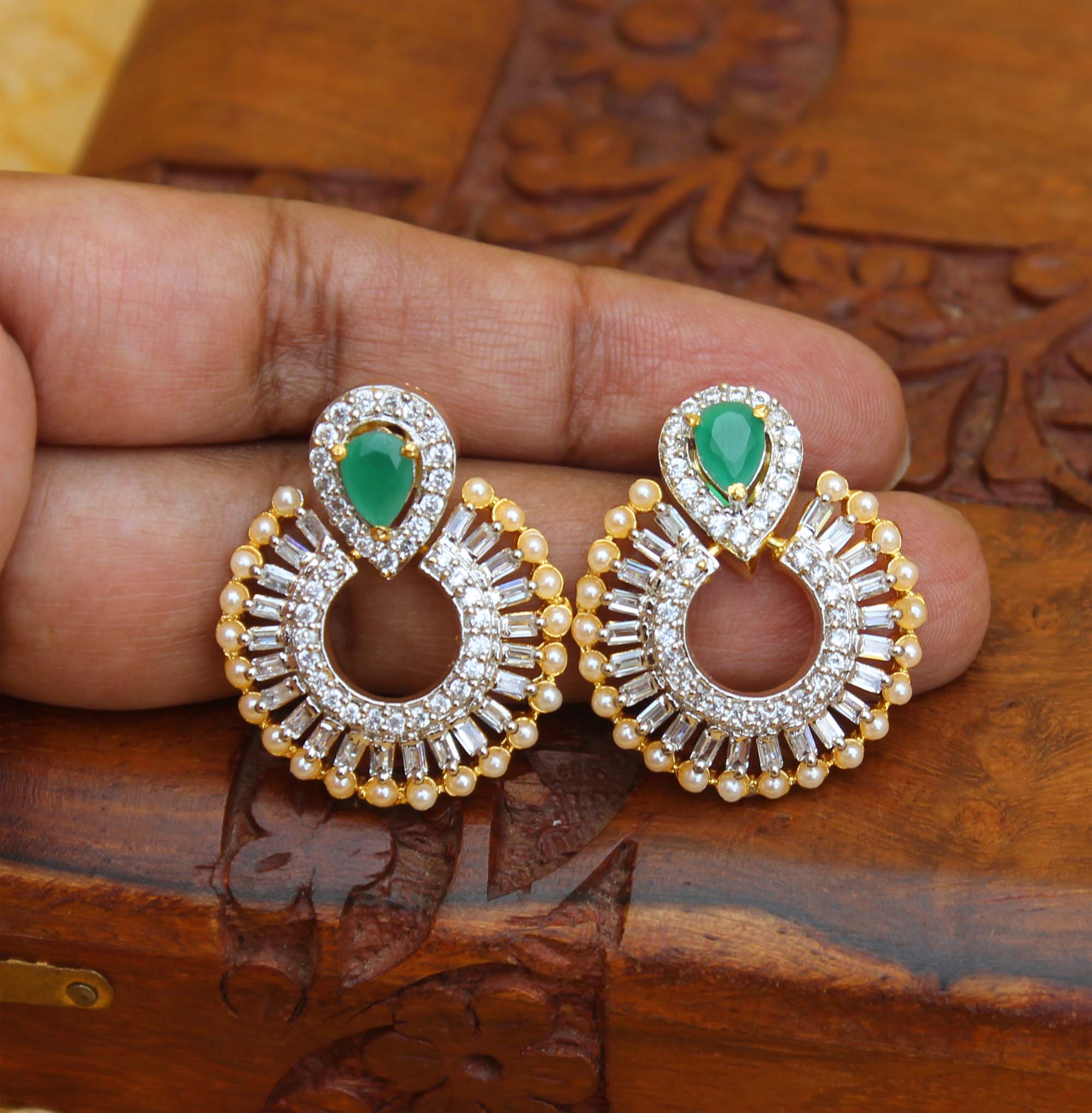Gold Plated Stone Earrings T2753