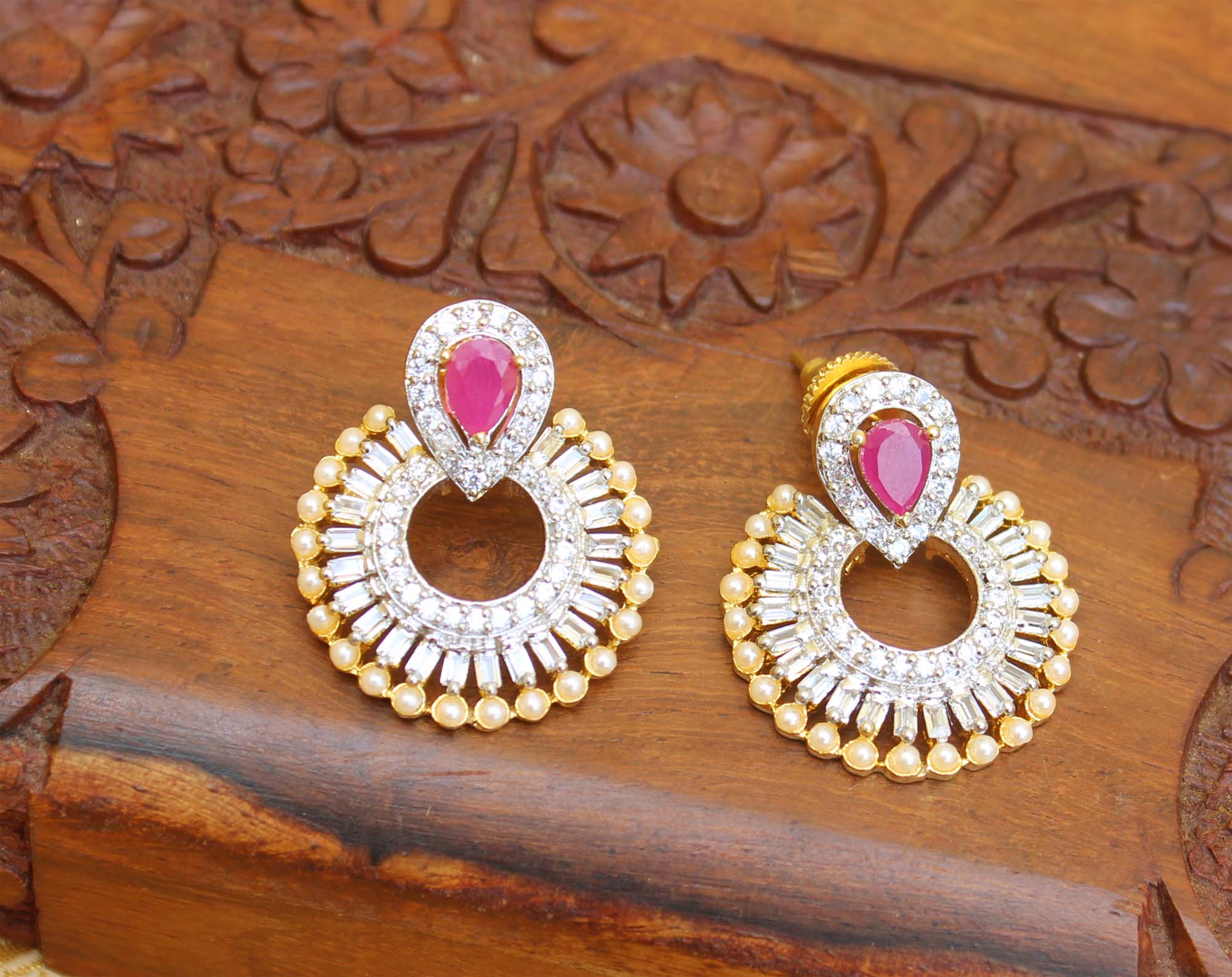 Gold Plated Stone Earrings T2754