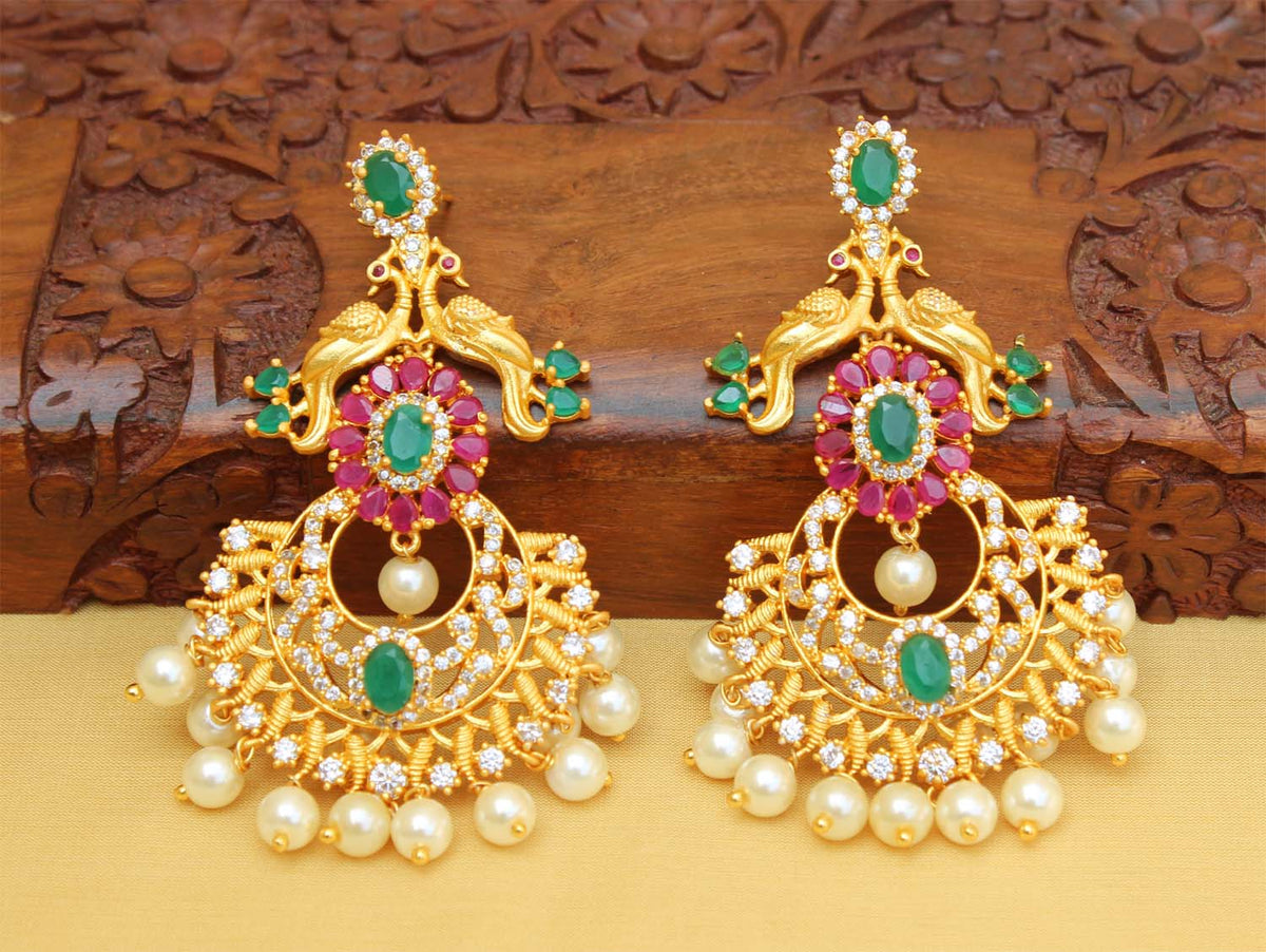 Elegant Peacock Matte Finish Peacock Earrings T2777