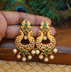 Matte Finish Twin Peacock Earrings T2788
