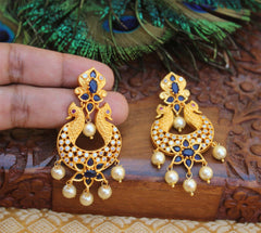 Matte Finish Twin Peacock Earrings T2789