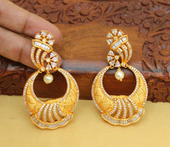 Designer Matte Finish CZ Stone Earrings T2778