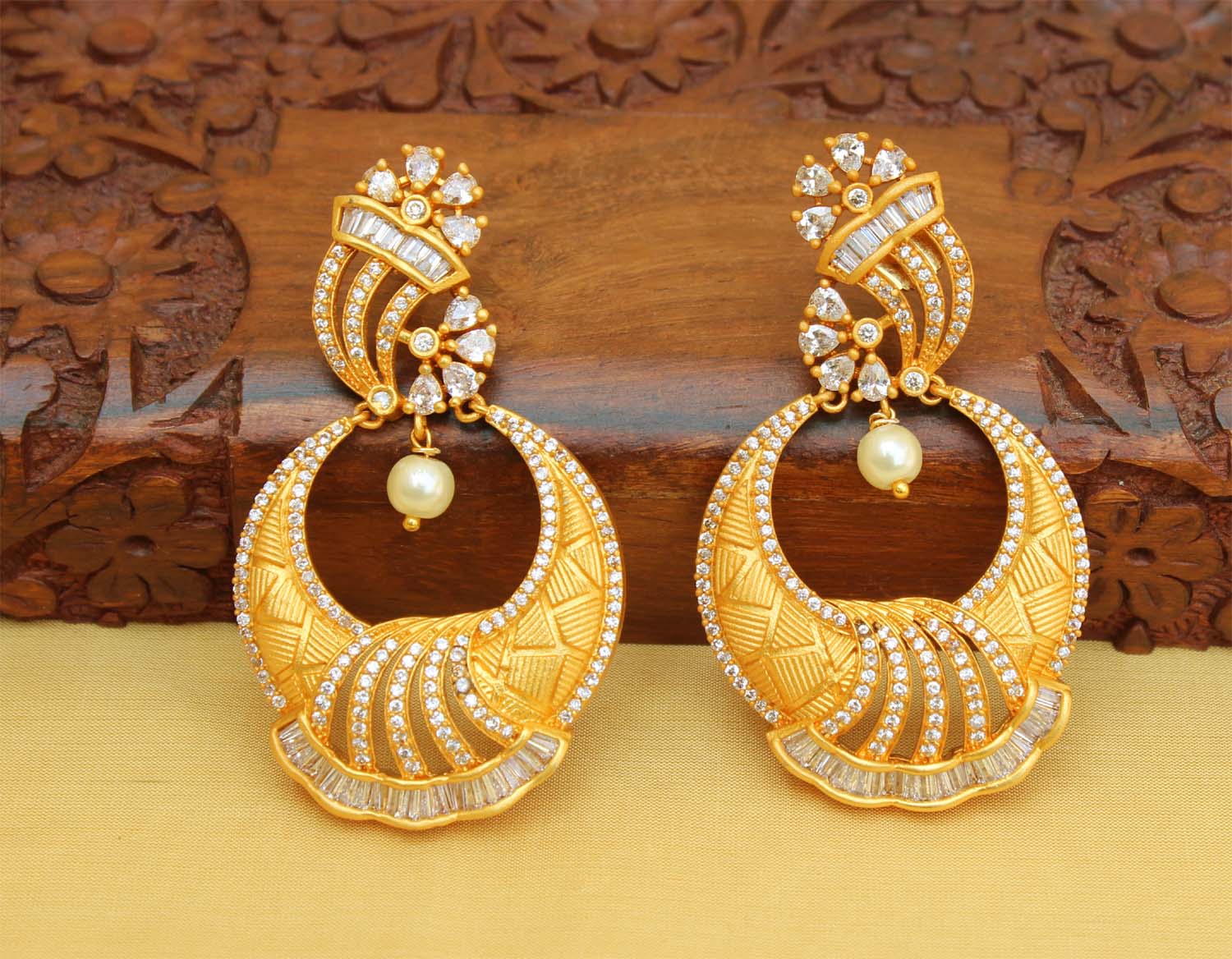 Designer Matte Finish CZ Stone Earrings T2778