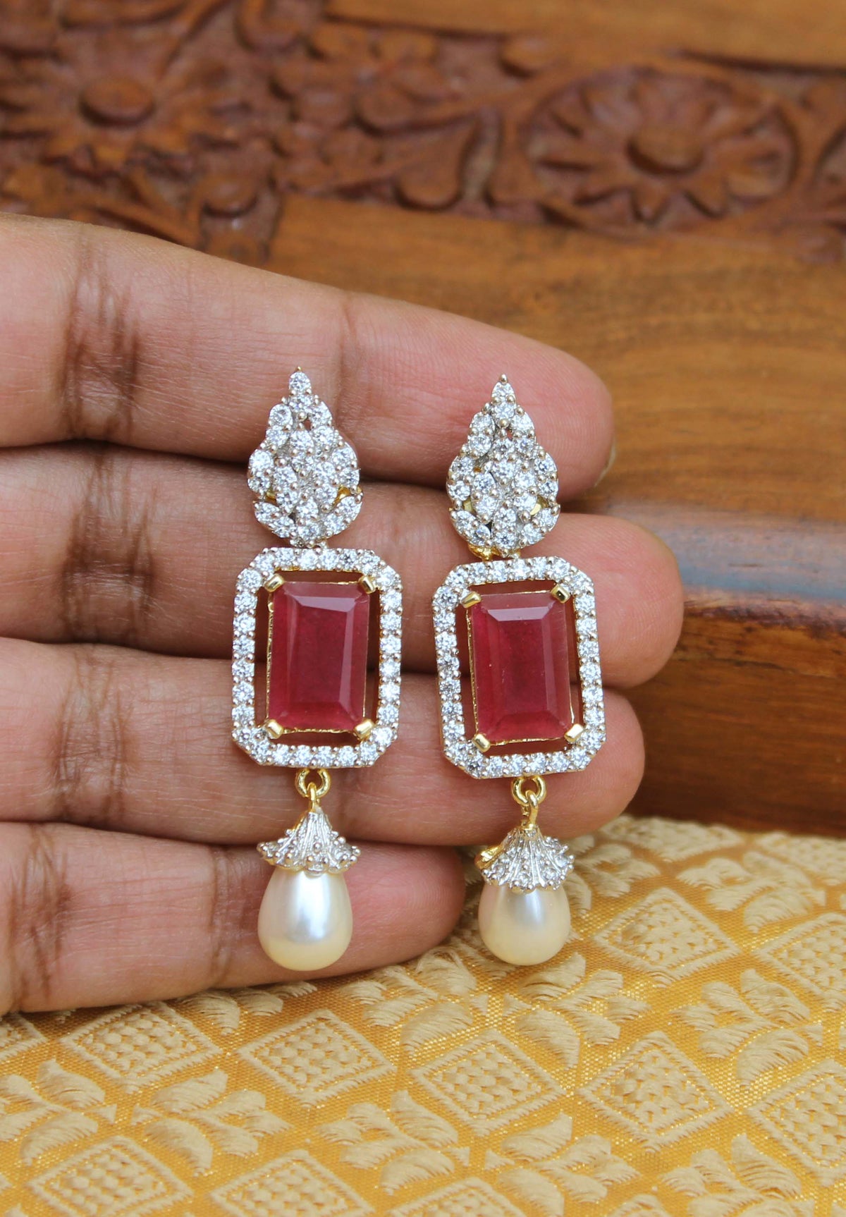 CZ Stone Stylish Gold Plated Earrings T2743