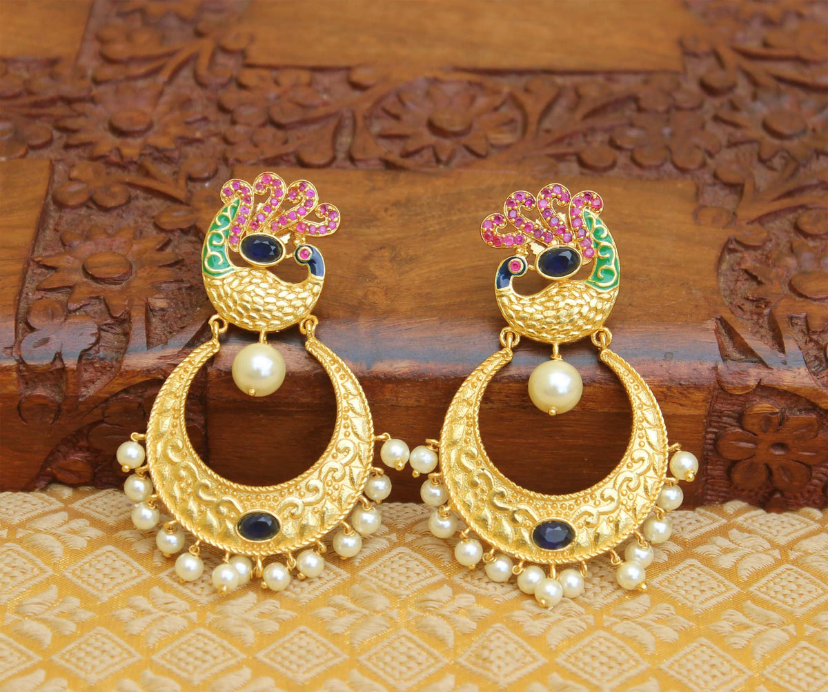 Matte Finish Peacock Stone Earrings T2833