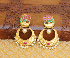 Matte Finish Peacock Stone Earrings T2835