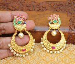 Matte Finish Peacock Stone Earrings T2835