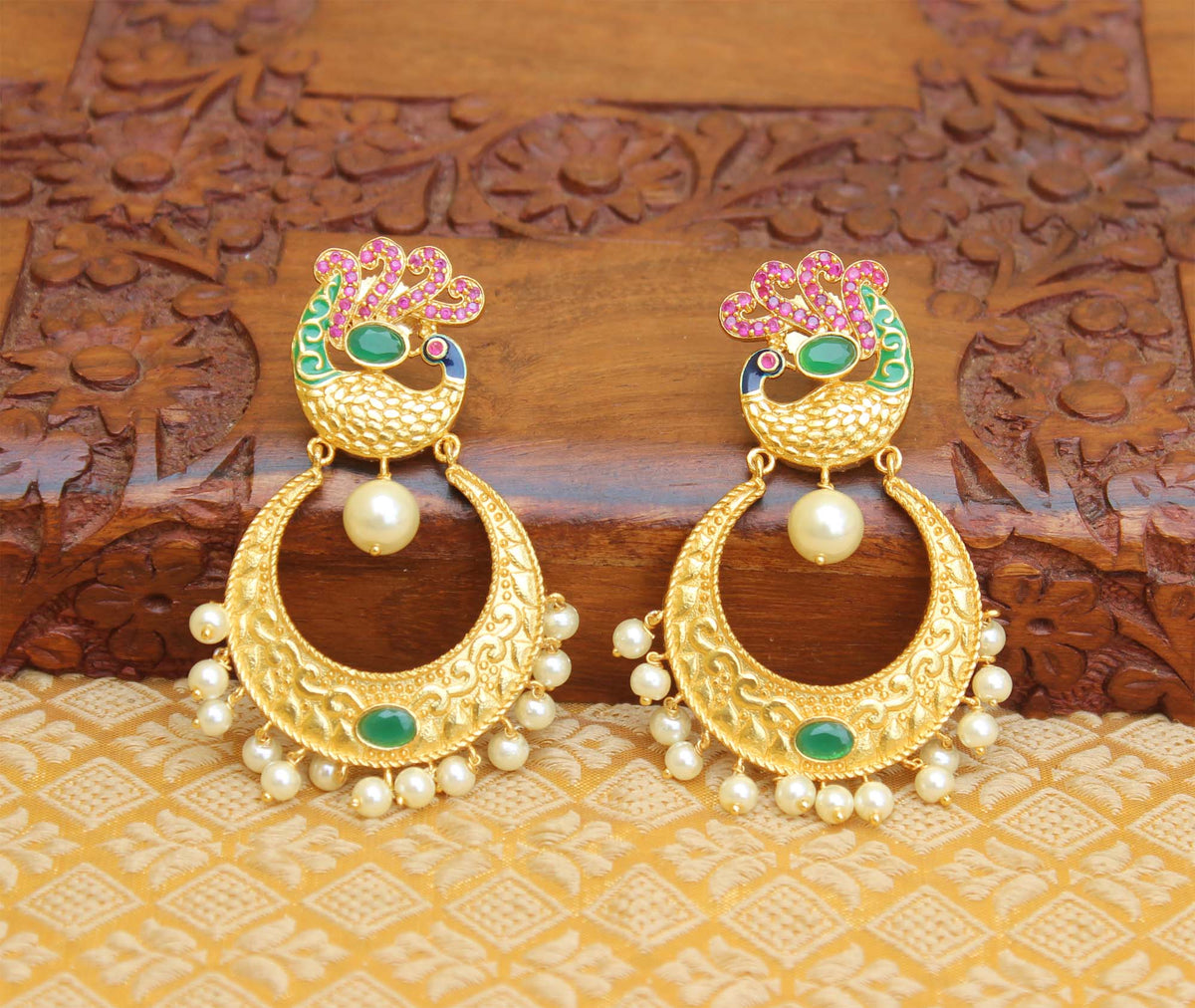 Matte Finish Peacock Stone Earrings T2836