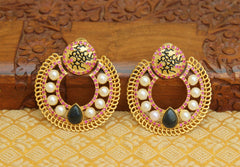 Matte Finish Pearl Stone Earrings T2837