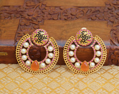 Matte Finish Pearl Stone Earrings T2840