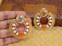 Matte Finish Pearl Stone Earrings T2840