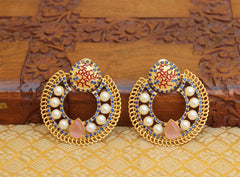 Matte Finish Pearl Stone Earrings T2842