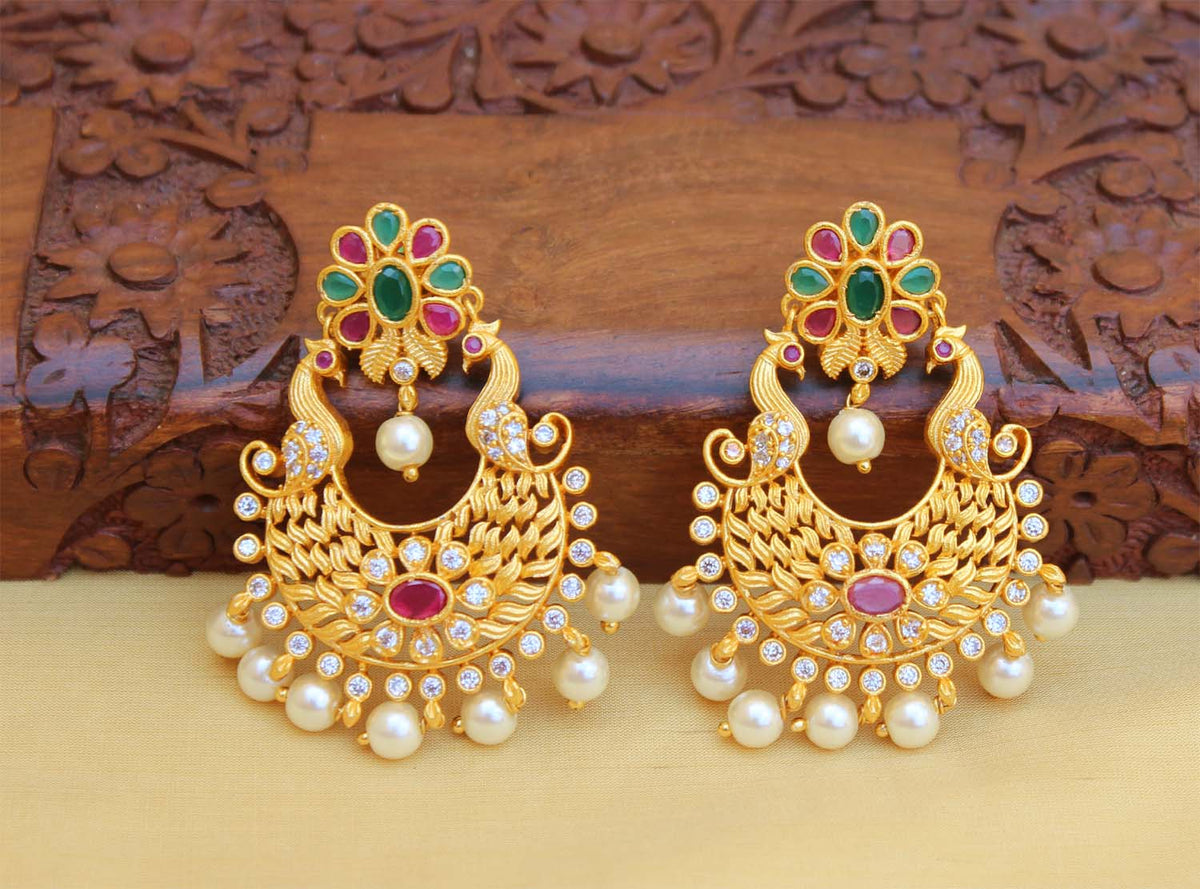 Matte Finish Peacock Pearl Earrings T2479