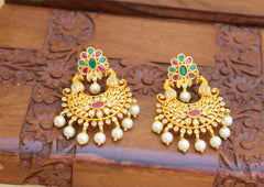 Matte Finish Peacock Pearl Earrings T2479