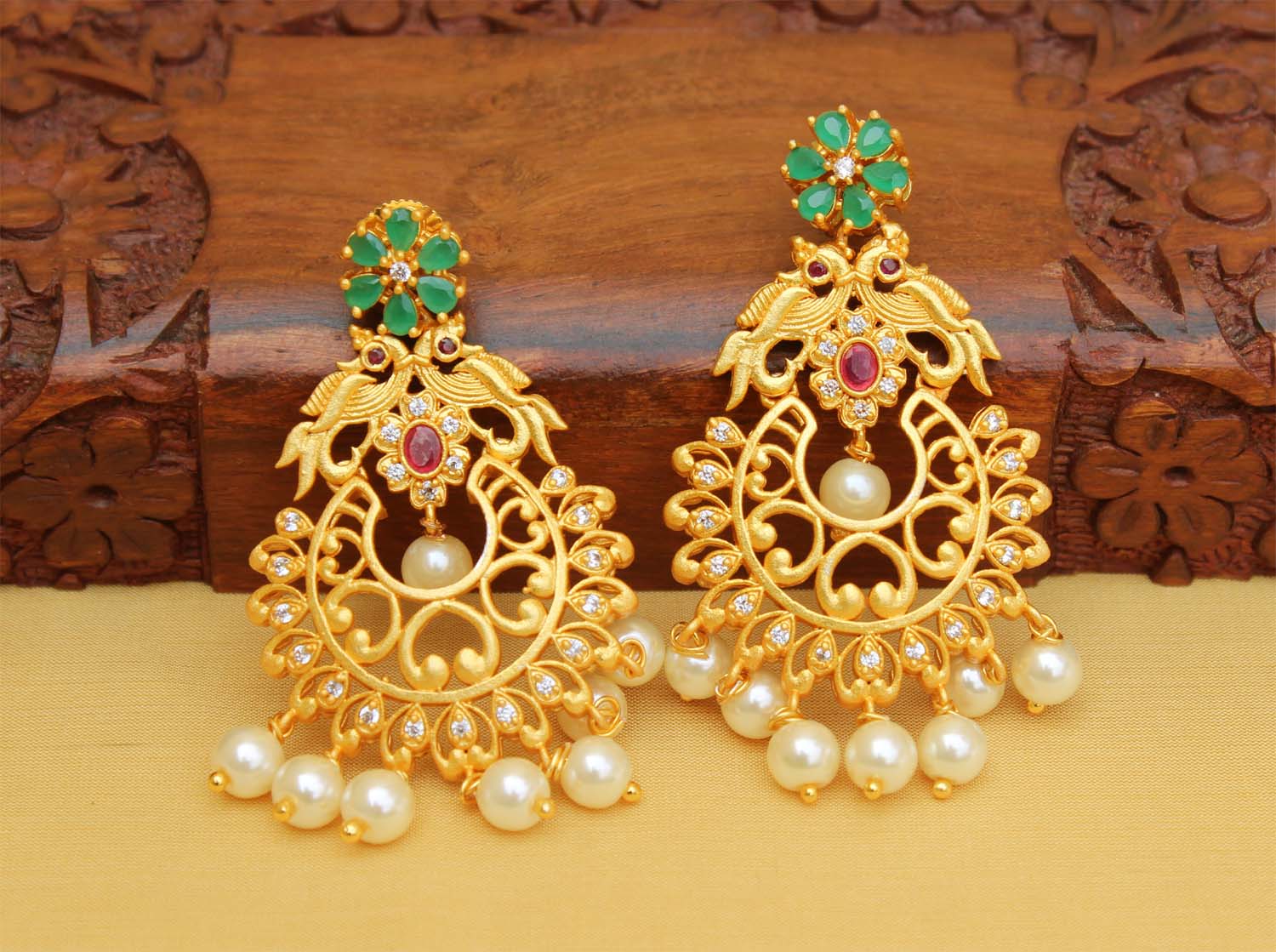 Matte Finish Peacock Stone Earrings T2775