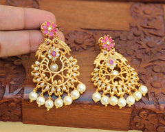 Matte Finish Peacock Stone Earrings T2755